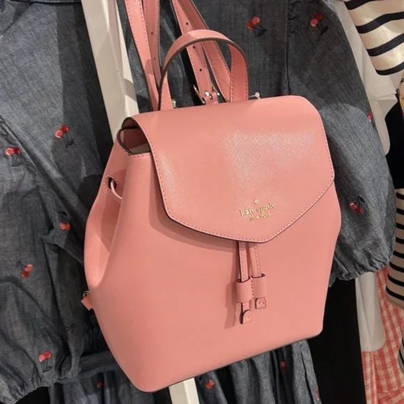 Kate Spade Lizzie Medium Flap Backpack Bright Carnation - Picture 5 of 16